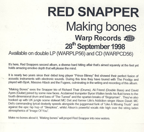 Red Snapper - Making Bones | Warp Records (WARP LP 56 P)