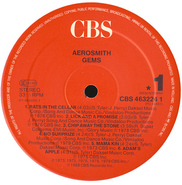 Aerosmith - Gems | CBS (CBS 463224 1) - 3