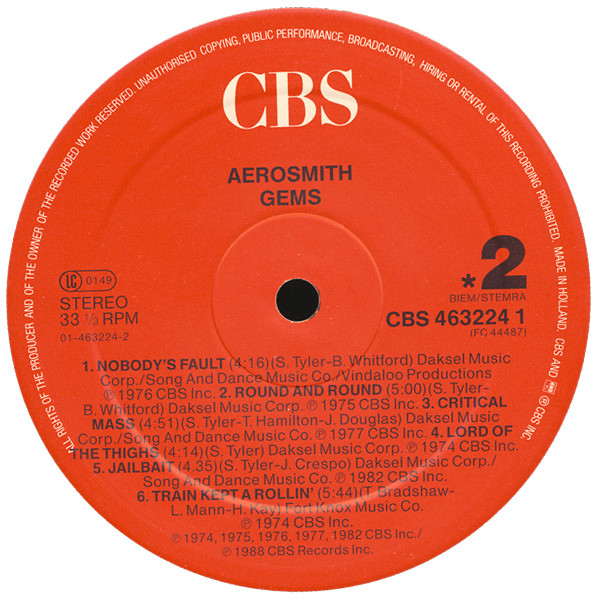 Aerosmith - Gems | CBS (CBS 463224 1) - 4