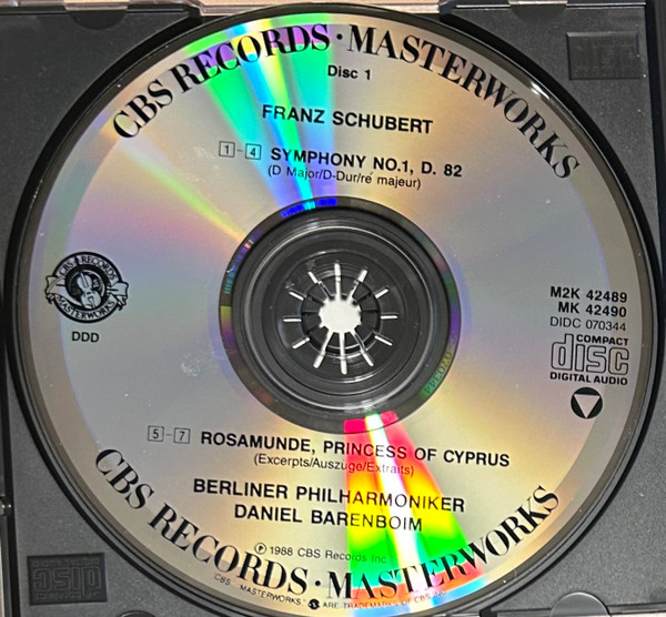 Franz Schubert / Daniel Barenboim , Berliner Philharmoniker - Schubert: Symphonies Nos. 1, 4 & 6 / Rosamunde (Excerpts) (2CD) [CD] | CBS Masterworks (M2K 42489) - 4
