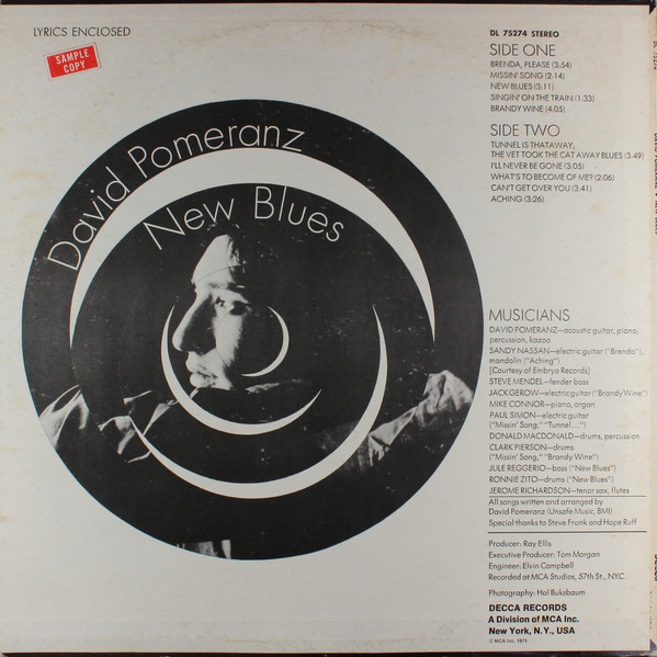 David Pomeranz - New Blues | Decca (DL 75274) - 2 David Pomeranz - New Blues | Decca (DL 75274) - 2