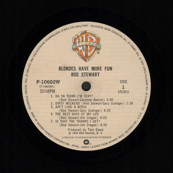Rod Stewart - Blondes Have More Fun | Warner Bros. Records (P-10602W) - 2 Rod Stewart - Blondes Have More Fun | Warner Bros. Records (P-10602W) - 2