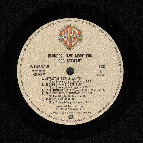 Rod Stewart - Blondes Have More Fun | Warner Bros. Records (P-10602W) - 3 Rod Stewart - Blondes Have More Fun | Warner Bros. Records (P-10602W) - 3