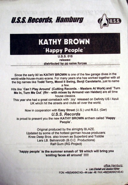 Kathy Brown - Happy People (Part I) | U.S.S. (USS 015) - 2 Kathy Brown - Happy People (Part I) | U.S.S. (USS 015) - 2