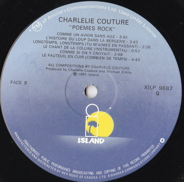 Charlélie Couture - Poèmes Rock | Island Records (XILP 9687) - 4 Charlélie Couture - Poèmes Rock | Island Records (XILP 9687) - 4