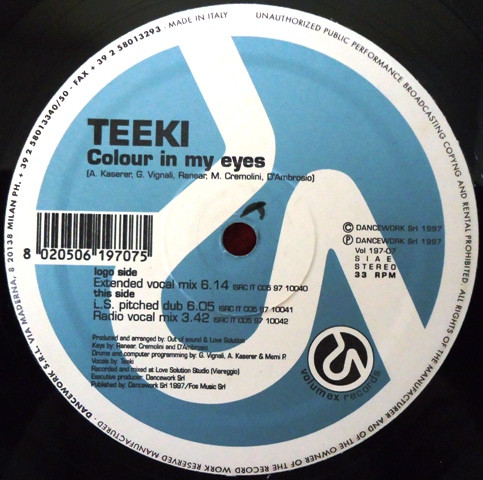 Teeki - Colours In My Eyes | Volumex (VOL 197-07) - 3