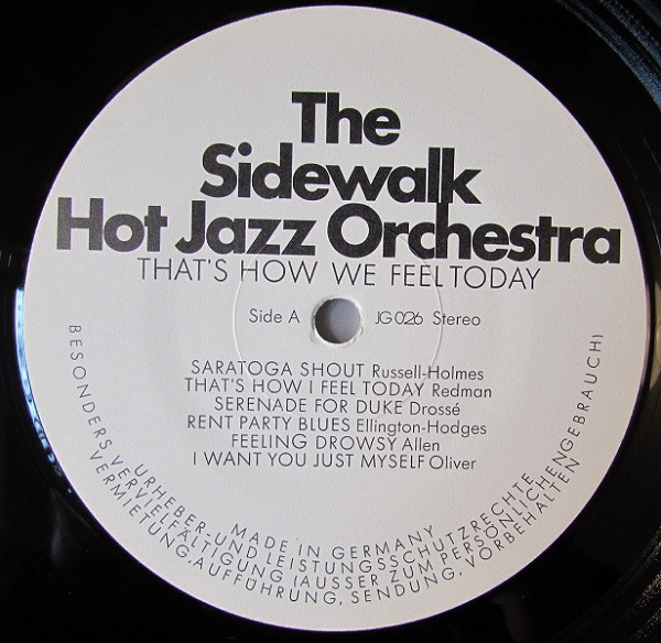 Sidewalk Hot Jazz Orchestra - That's How We Feel Today | JG-Records (JG 026) - 3