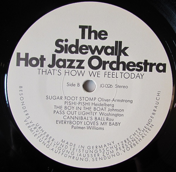 Sidewalk Hot Jazz Orchestra - That's How We Feel Today | JG-Records (JG 026) - 4