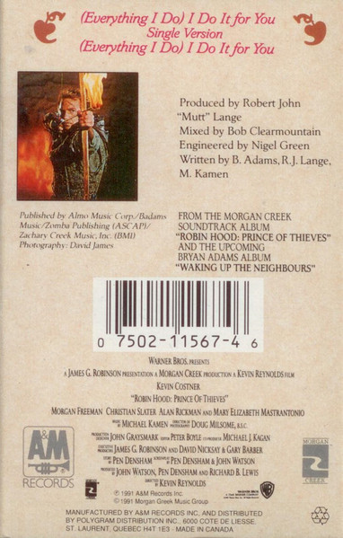 Bryan Adams - (Everything I Do) I Do It For You [Cassette] | A&M Records (75021 1567 4) - 2