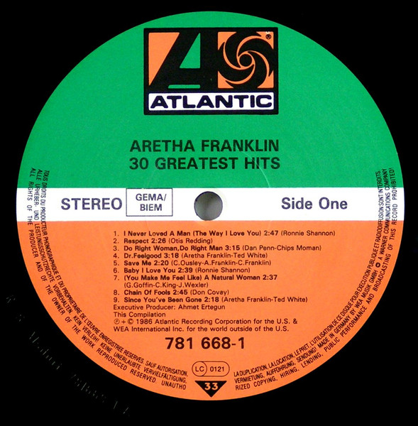 Aretha Franklin - 30 Greatest Hits | Atlantic (781 668-1) - 4