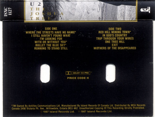 U2 - The Joshua Tree | Island Records (ISXC 1127) - 2