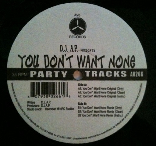 Dj Ap - You Don't Want None | AV8 Records (AV266) - main Dj Ap - You Don't Want None | AV8 Records (AV266) - main