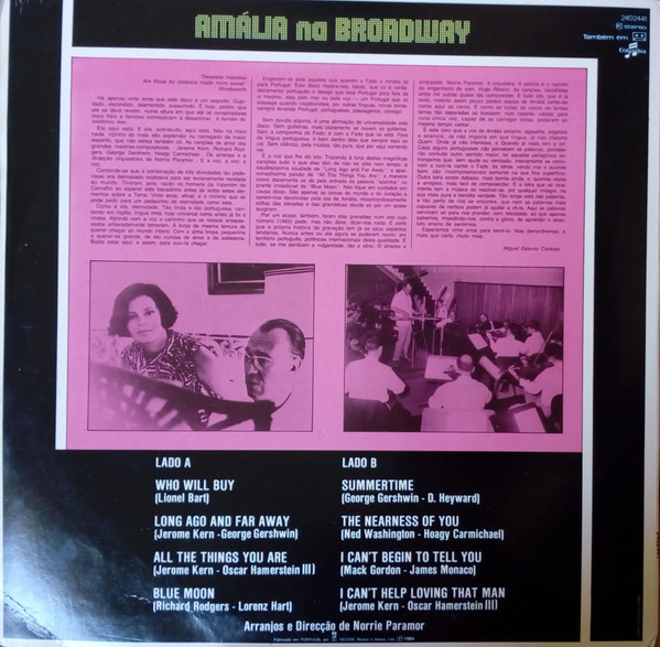 Amália Rodrigues - Amália Na Broadway | Columbia (2402441) - 2