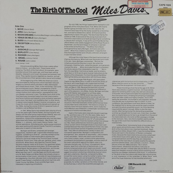 Miles Davis - The Birth Of The Cool | Capitol Records (CAPS 1024) - 2 Miles Davis - The Birth Of The Cool | Capitol Records (CAPS 1024) - 2