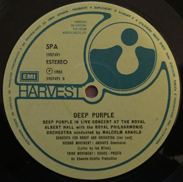 Deep Purple & Royal Philharmonic Orchestra Conducted By Malcolm Arnold - Concerto For Group And Orchestra | Harvest (1907491) - 3