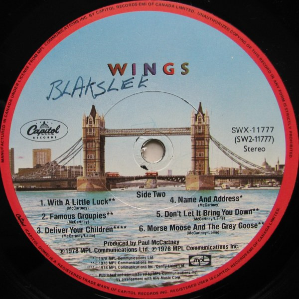Wings - London Town | Capitol Records (SWX-11777) - 3 Wings - London Town | Capitol Records (SWX-11777) - 3