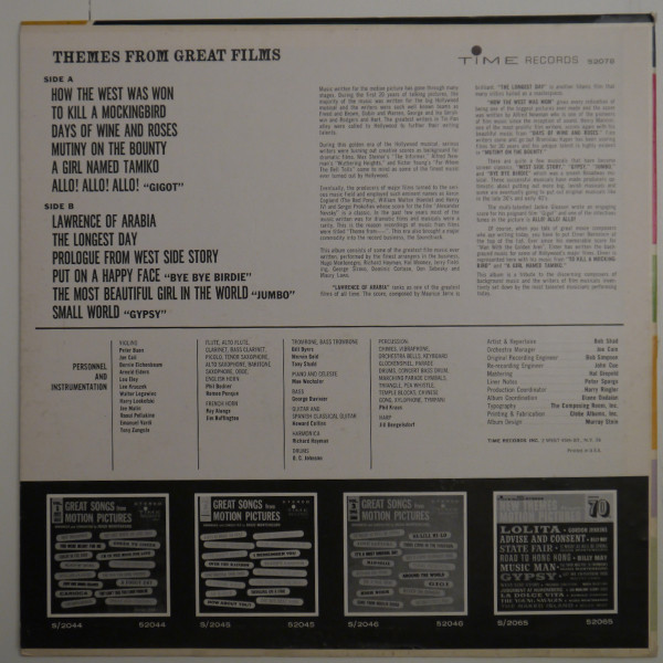 Various - Themes From Great Films | Time Records (52078) - 2 Various - Themes From Great Films | Time Records (52078) - 2