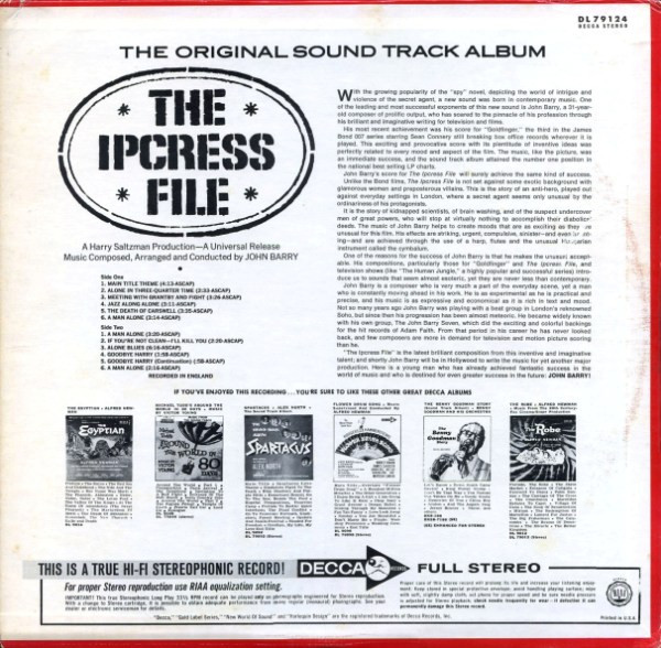 John Barry - The Ipcress File (The Original Soundtrack Album) | Decca (DL 79124) - 2 John Barry - The Ipcress File (The Original Soundtrack Album) | Decca (DL 79124) - 2