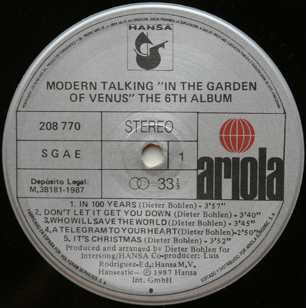 Modern Talking - In The Garden Of Venus - The 6th Album | Ariola (208 770) - 3 Modern Talking - In The Garden Of Venus - The 6th Album | Ariola (208 770) - 3