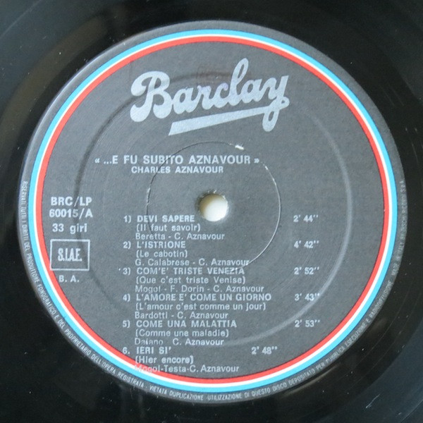 Charles Aznavour - ...E Fu Subito Aznavour... | Barclay (BRC LP 60015) - 4