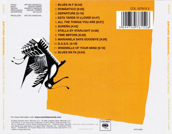 Arturo Sandoval - My Passion For The Piano | Columbia (COL 507615 2)