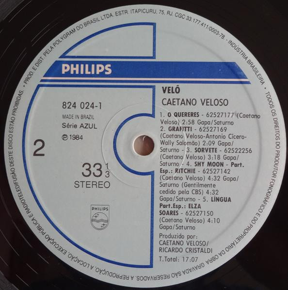 Caetano Veloso - Velô | Philips (824 024-1) - 4