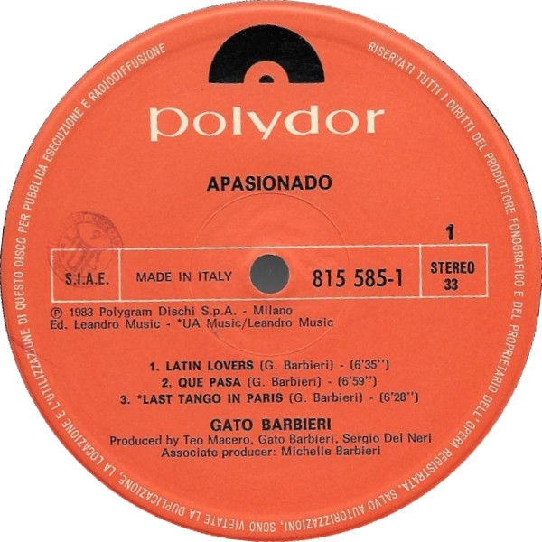 Gato Barbieri - Apasionado | Polydor (815 585-1) - 2 Gato Barbieri - Apasionado | Polydor (815 585-1) - 2