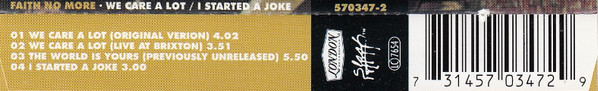 Faith No More - We Care A Lot / I Started A Joke | Slash (570347-2) - 4