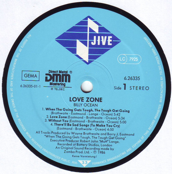 Billy Ocean - Love Zone | Jive (6.26335 AP) - 3 Billy Ocean - Love Zone | Jive (6.26335 AP) - 3