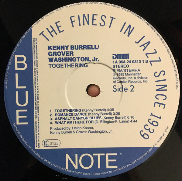 Kenny Burrell / Grover Washington, Jr. - Togethering | Blue Note (1A 064 24 0313 1) - 4