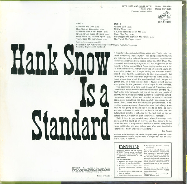 Hank Snow - Hits, Hits & More Hits | RCA Victor (LSP-3965) - 2