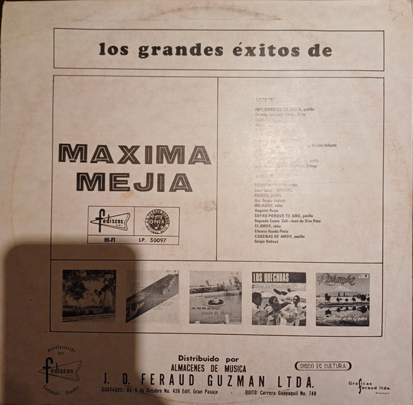 Maxima Mejia - Los Grandes Éxitos De Maxima Mejia | Onix (LP 50097) - 2