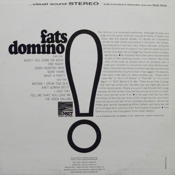 Fats Domino - Fats Domino! | Sunset Records (SUS-5103) - 2 Fats Domino - Fats Domino! | Sunset Records (SUS-5103) - 2