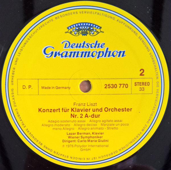 Franz Liszt - Lazar Berman , Wiener Symphoniker , Carlo Maria Giulini - Klavierkonzerte = Piano Concertos | Deutsche Grammophon (2530 770) - 4