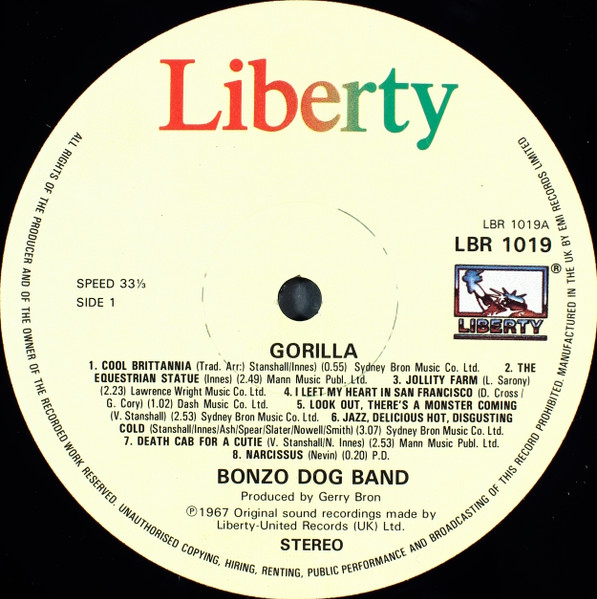 Bonzo Dog Doo-Dah Band - Gorilla | Liberty (LBR 1019) - 3 Bonzo Dog Doo-Dah Band - Gorilla | Liberty (LBR 1019) - 3