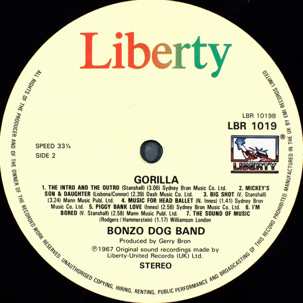 Bonzo Dog Doo-Dah Band - Gorilla | Liberty (LBR 1019) - 4 Bonzo Dog Doo-Dah Band - Gorilla | Liberty (LBR 1019) - 4