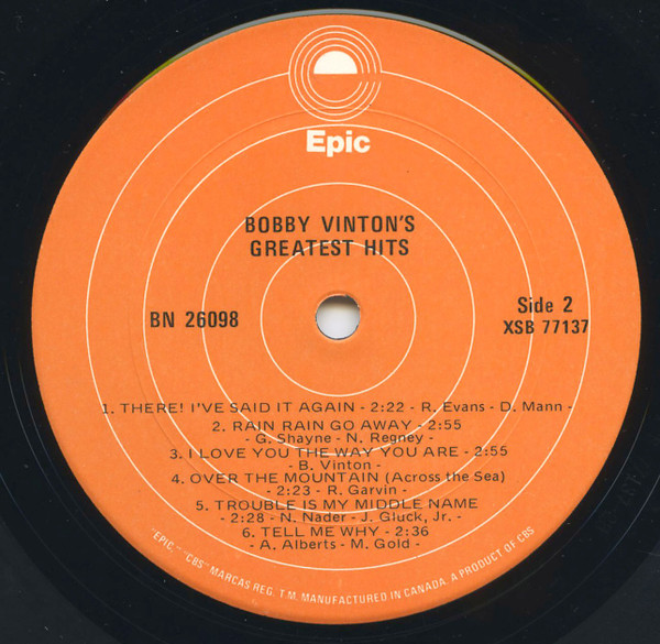 Bobby Vinton - Bobby Vinton's Greatest Hits | Epic (BN 26098) - 4 Bobby Vinton - Bobby Vinton's Greatest Hits | Epic (BN 26098) - 4