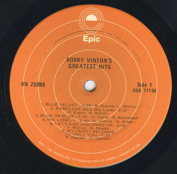 Bobby Vinton - Bobby Vinton's Greatest Hits | Epic (BN 26098) - 3 Bobby Vinton - Bobby Vinton's Greatest Hits | Epic (BN 26098) - 3