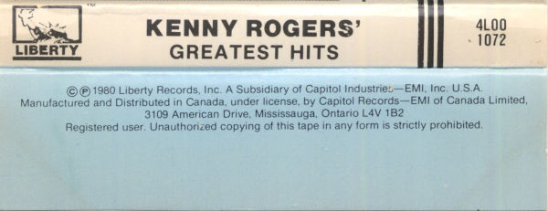 Kenny Rogers - Greatest Hits | Liberty (4L00 1072) - 2 Kenny Rogers - Greatest Hits | Liberty (4L00 1072) - 2