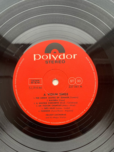 Helmut Zacharias Und Seine Verzauberten Geigen - A Violin Sings [Vinyl] | Polydor (237561) - 2