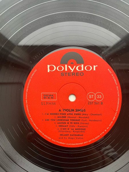 Helmut Zacharias Und Seine Verzauberten Geigen - A Violin Sings [Vinyl] | Polydor (237561) - 3