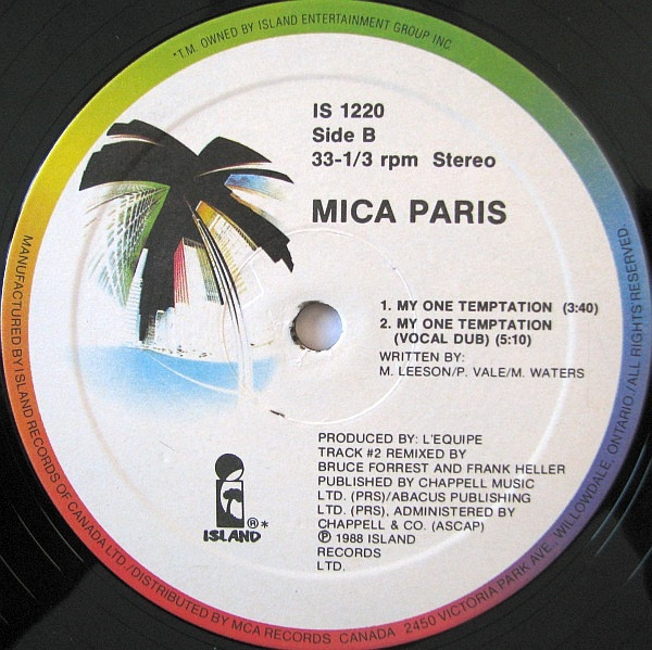 Mica Paris - My One Temptation | Island Records (IS-1220) - 4