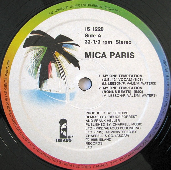 Mica Paris - My One Temptation | Island Records (IS-1220) - 3