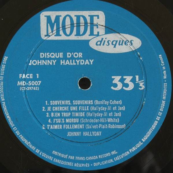 Johnny Hallyday - Le Disque D'Or | Mode Disques (MD-5007) - 3 Johnny Hallyday - Le Disque D'Or | Mode Disques (MD-5007) - 3