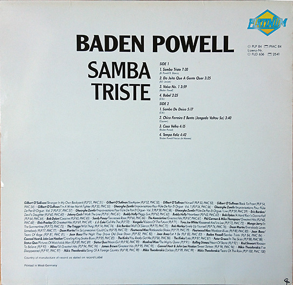 Baden Powell - Samba Triste | Platinum (PLP 84) - 2