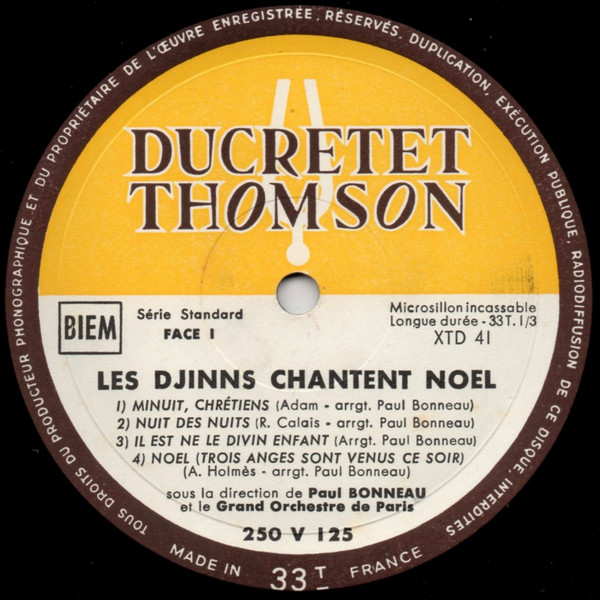 Les Djinns Sous La Direction De Paul Bonneau Et Le Grand Orchestre De Paris - Chantent Noël | Ducretet Thomson (250 V 125) - 3 Les Djinns Sous La Direction De Paul Bonneau Et Le Grand Orchestre De Paris - Chantent Noël | Ducretet Thomson (250 V 125) - 3
