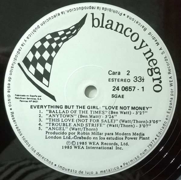 Everything But The Girl - Love Not Money | Blanco Y Negro (24 0657-1) - 4 Everything But The Girl - Love Not Money | Blanco Y Negro (24 0657-1) - 4