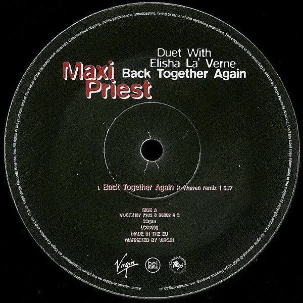 Maxi Priest - Back Together Again (K Warren Remixes) | Virgin (VUSTX 157) - 2 Maxi Priest - Back Together Again (K Warren Remixes) | Virgin (VUSTX 157) - 2