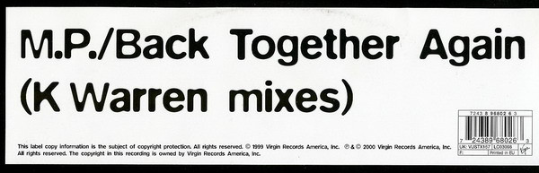 Maxi Priest - Back Together Again (K Warren Remixes) | Virgin (VUSTX 157) - main Maxi Priest - Back Together Again (K Warren Remixes) | Virgin (VUSTX 157) - main