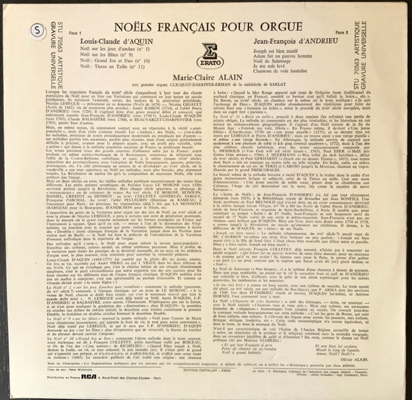 Louis-Claude Daquin , Jean-François Dandrieu - Marie-Claire Alain - Noëls Français Pour Orgue | Erato (STU 70563) - 4